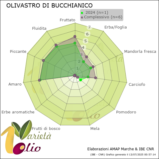 Profilo sensoriale medio della cultivar   2024