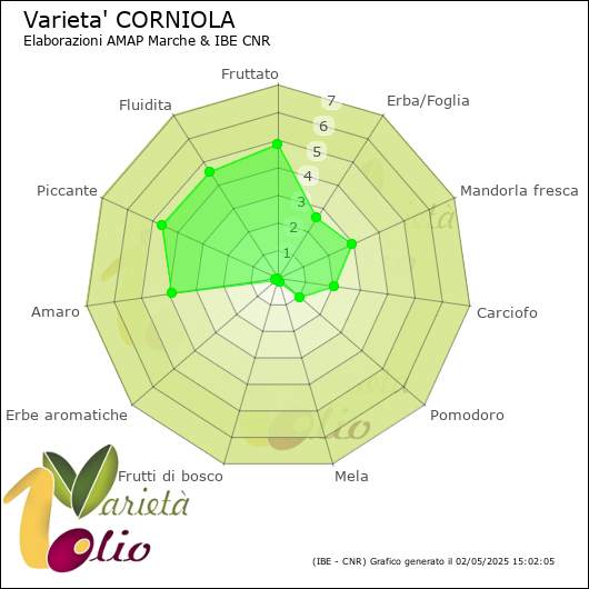 Profilo sensoriale medio della cultivar 