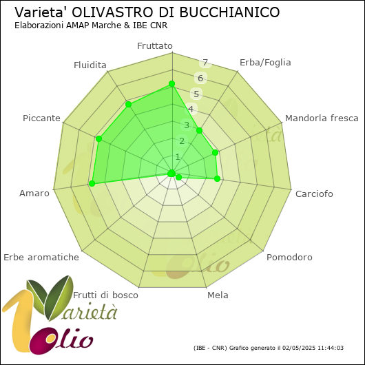 Profilo sensoriale medio della cultivar 